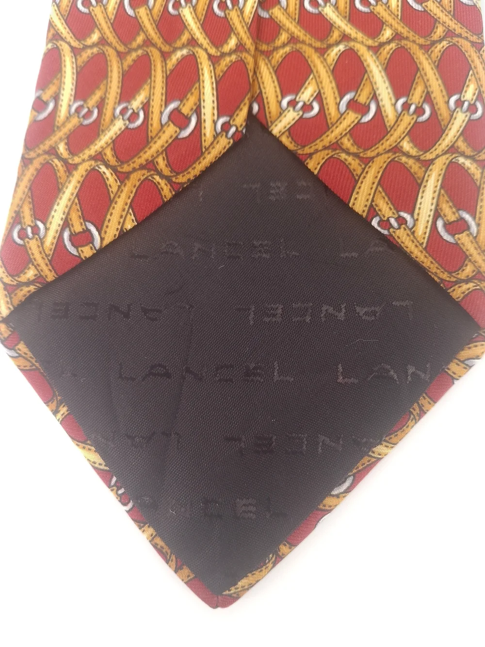✨Lancel Paris Vintage Red Silk Equestrian Strap Necktie - Hand Made in France✨
